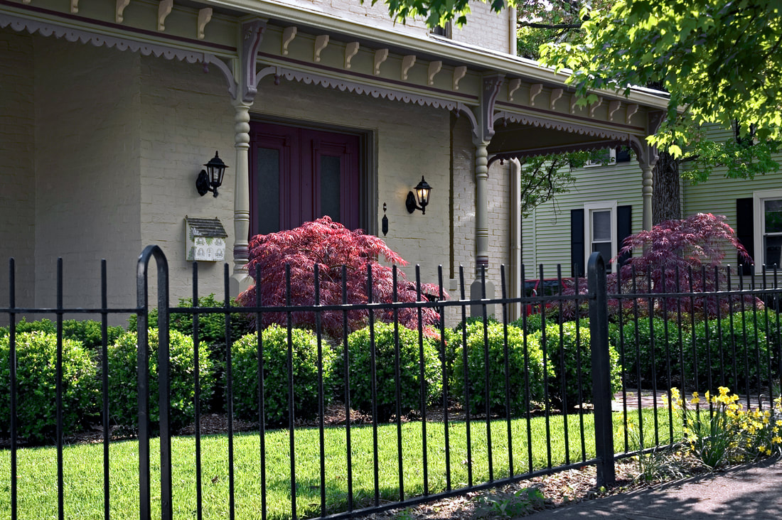 nicely built ornamental fence that is black in color
